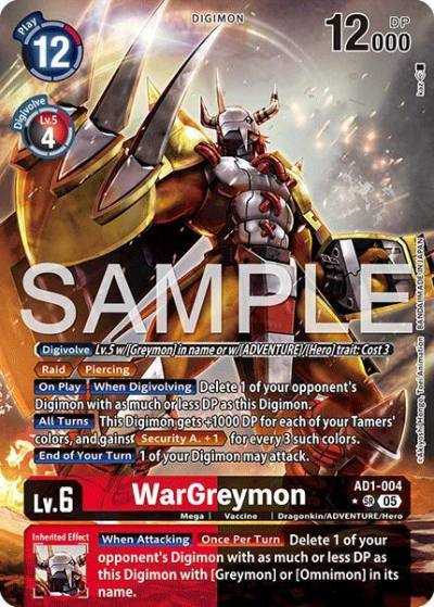 WarGreymon Alternate Art AD1-004 SR Advanced Booster Digimon Generation Digimon card