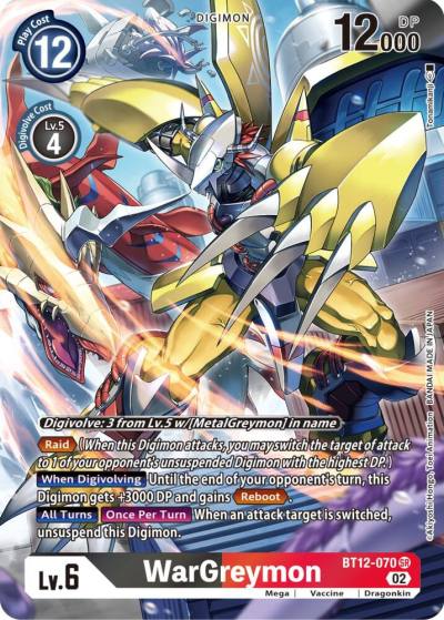 WarGreymon Alternate Art BT12-070 SR Across Time Digimon card