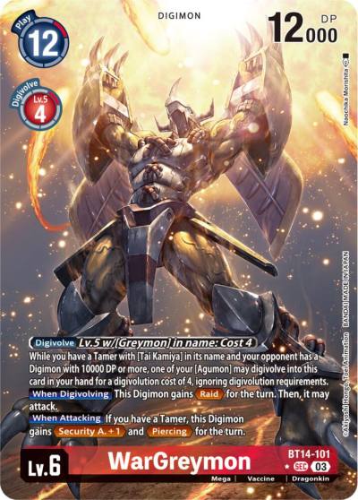 WarGreymon Alternate Art BT14-101 SEC Blast Ace Digimon card
