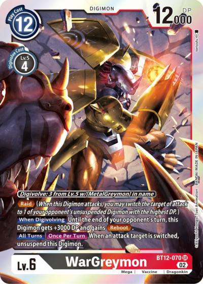 WarGreymon BT12-070 SR Across Time Digimon card