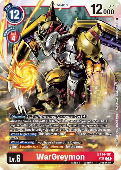WarGreymon BT14-101 SEC Blast Ace Digimon card