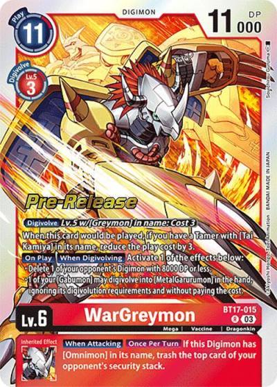 WarGreymon BT17-015 R Secret Crisis Pre-Release Cards Digimon card