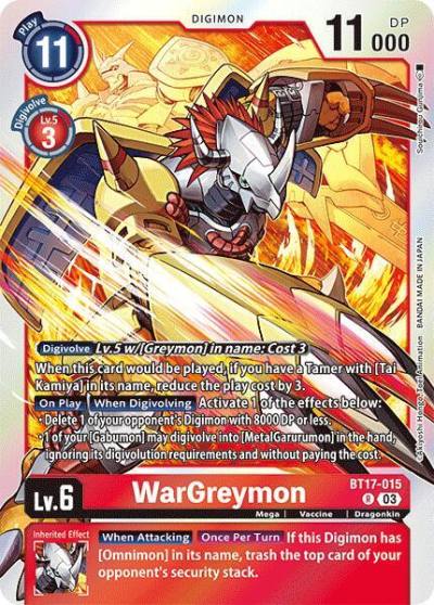 WarGreymon BT17-015 R Secret Crisis Digimon card