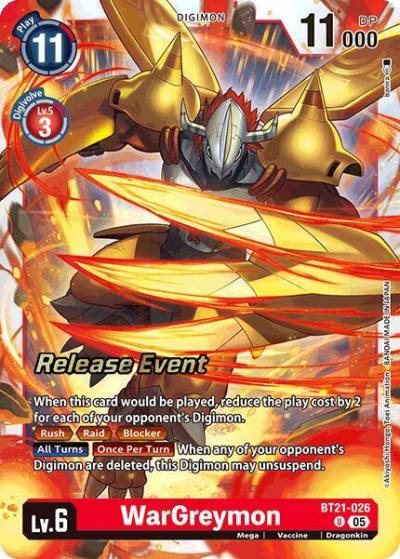 WarGreymon BT21-026 U World Convergence Release Event Cards Digimon card