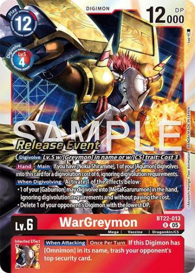 WarGreymon BT22-013 R Cyber Eden Release Event Cards Digimon card