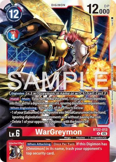 WarGreymon BT22-013 R Cyber Eden Digimon card