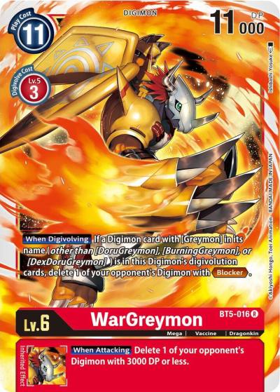 WarGreymon BT5-016 R Battle of Omni Digimon card