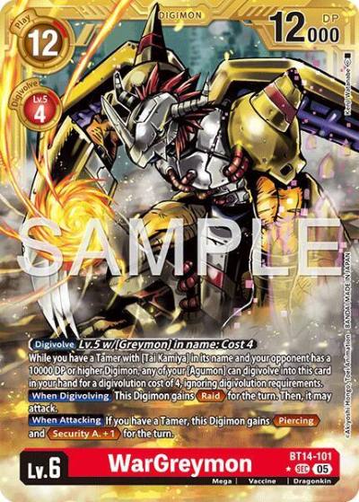 WarGreymon Gold Border BT14-101 SEC Advanced Booster Digimon Generation Digimon card