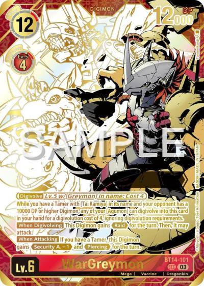 WarGreymon Rare Pull BT14-101 SEC Release Special Booster 2.5 Digimon card
