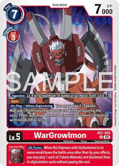 WarGrowlmon AD1-003 R Advanced Booster Digimon Generation Digimon card