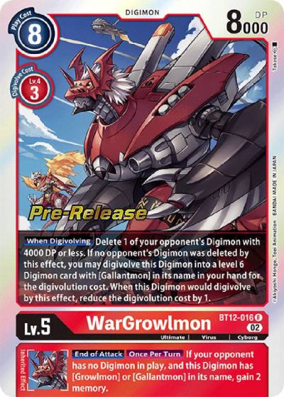 WarGrowlmon BT12-016 R Across Time Pre-Release Cards Digimon card