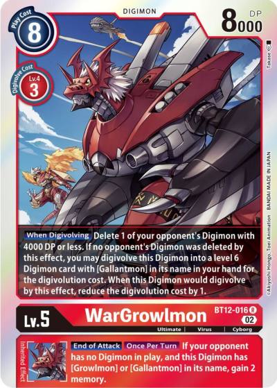 WarGrowlmon BT12-016 R Across Time Digimon card
