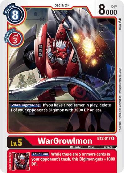 WarGrowlmon BT2-017 R Release Special Booster 1.0 Digimon card