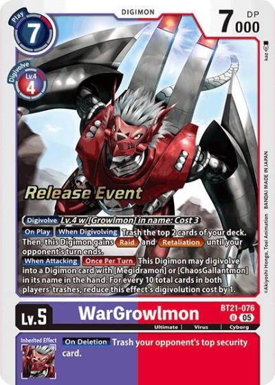 WarGrowlmon BT21-076 U World Convergence Release Event Cards Digimon card