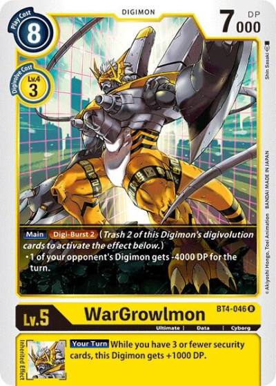 WarGrowlmon BT4-046 R Great Legend Digimon card