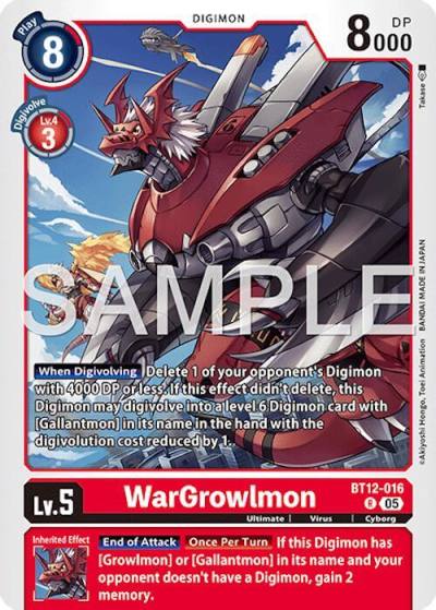 WarGrowlmon Reprint BT12-016 R Advanced Booster Digimon Generation Digimon card