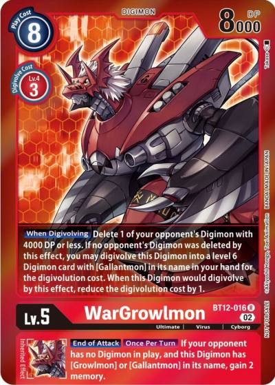 WarGrowlmon Tamer Party Special BT12-016 R Across Time Digimon card