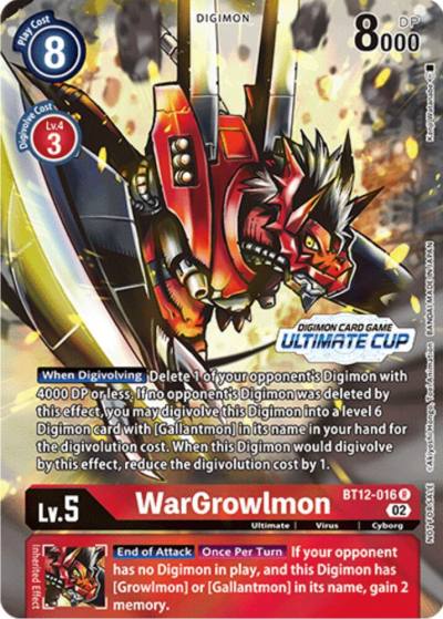 WarGrowlmon Ultimate Cup BT12-016 R Across Time Digimon card
