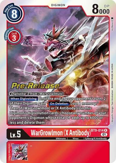 WarGrowlmon X Antibody BT9-014 R X Record Pre-Release Cards Digimon card
