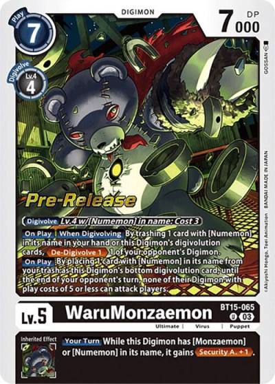WaruMonzaemon BT15-065 U Exceed Apocalypse Pre-Release Cards Digimon card
