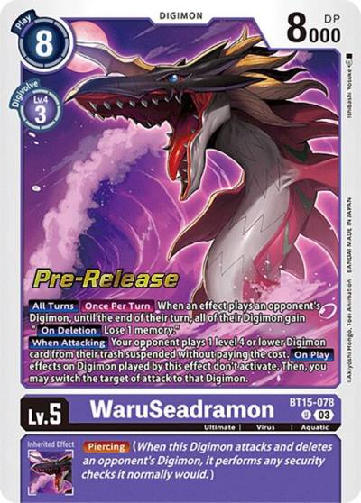 WaruSeadramon BT15-078 U Exceed Apocalypse Pre-Release Cards Digimon card
