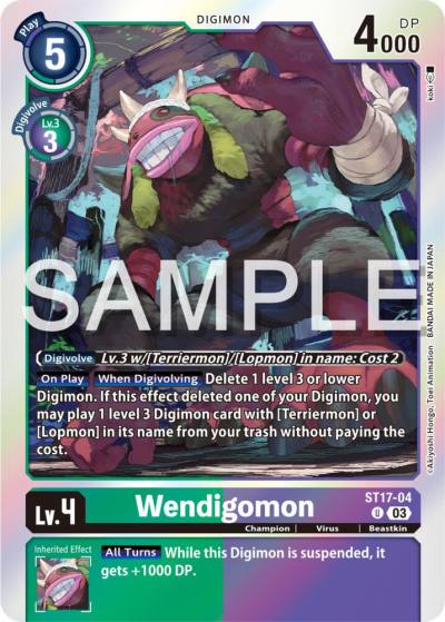 Wendigomon ST17-04 U Starter Deck 17: Double Typhoon Advanced Deck Set Digimon card