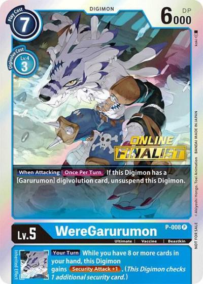 WereGarurumon 2021 Championship Online Regional Online Finalist P-008 P Digimon Promotion Cards Digimon card