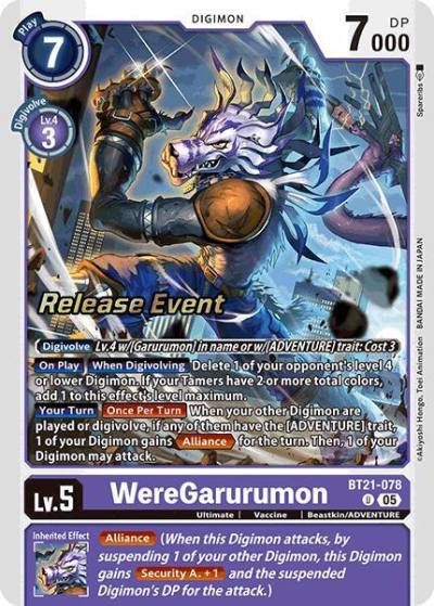 WereGarurumon BT21-078 U World Convergence Release Event Cards Digimon card