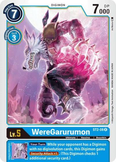 WereGarurumon ST2-08 R Starter Deck 02: Cocytus Blue Digimon card