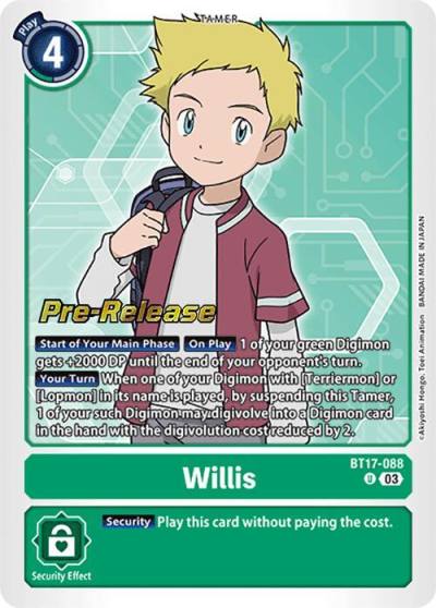 Willis BT17-088 U Secret Crisis Pre-Release Cards Digimon card