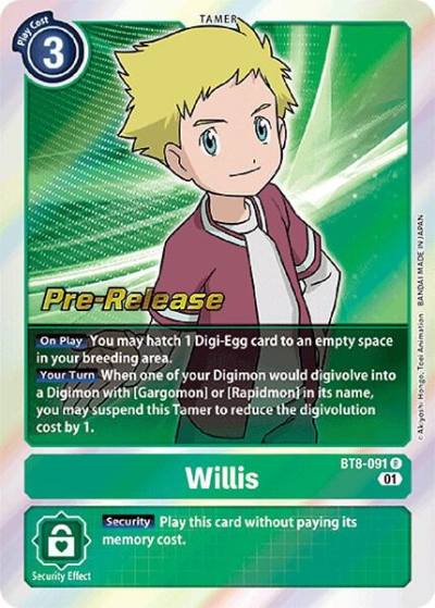 Willis BT8-091 R New Awakening Pre-Release Cards Digimon card