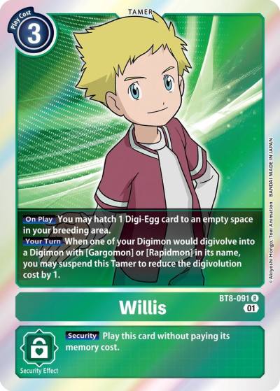 Willis BT8-091 R New Awakening Digimon card