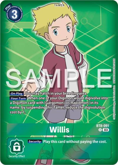 Willis Reprint BT8-091 R Starter Deck 17: Double Typhoon Advanced Deck Set Digimon card