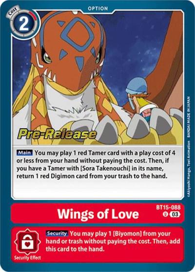 Wings of love BT15-088 U Exceed Apocalypse Pre-Release Cards Digimon card