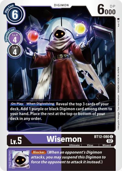 Wisemon BT12-080 C Across Time Digimon card
