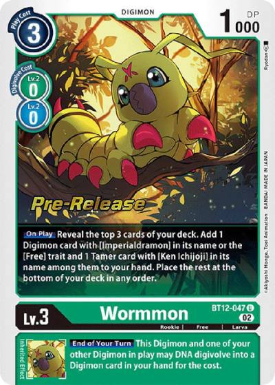 Wormmon BT12-047 U Across Time Pre-Release Cards Digimon card