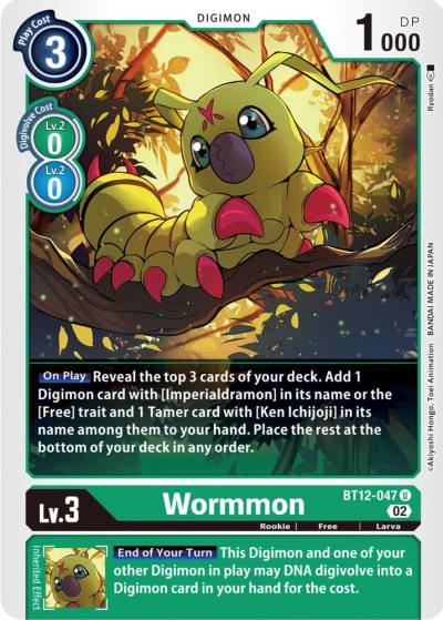 Wormmon BT12-047 U Across Time Digimon card