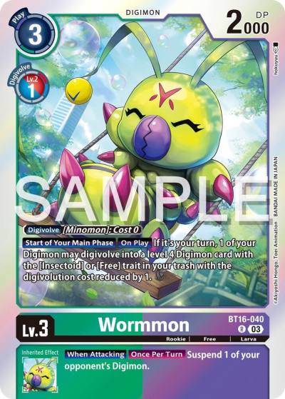Wormmon BT16-040 R Beginning Observer Digimon card