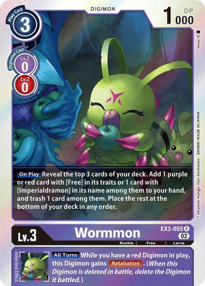 Wormmon EX3-055 R Draconic Roar Digimon card