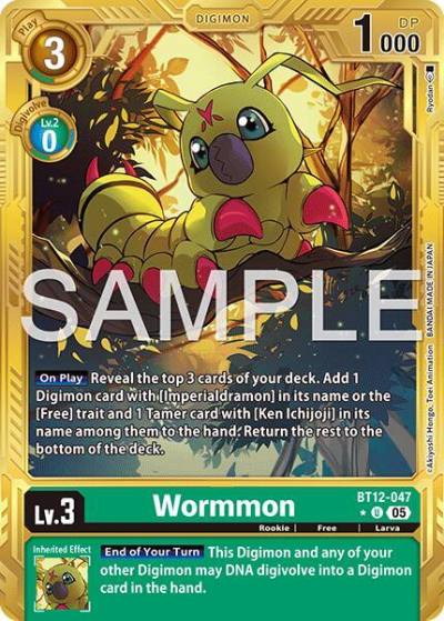 Wormmon Gold Border BT12-047 U Advanced Booster Digimon Generation Digimon card
