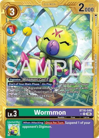 Wormmon Gold Border BT16-040 R Advanced Booster Digimon Generation Digimon card