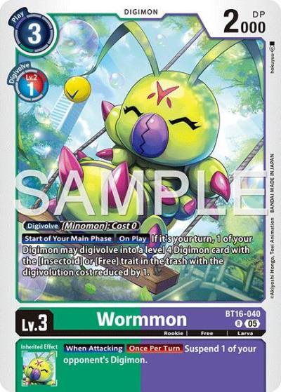 Wormmon Reprint BT16-040 R Advanced Booster Digimon Generation Digimon card