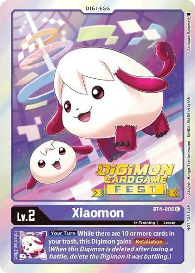 Xiaomon Digimon Card Game Fest 2022 BT4-006 U Great Legend Digimon card