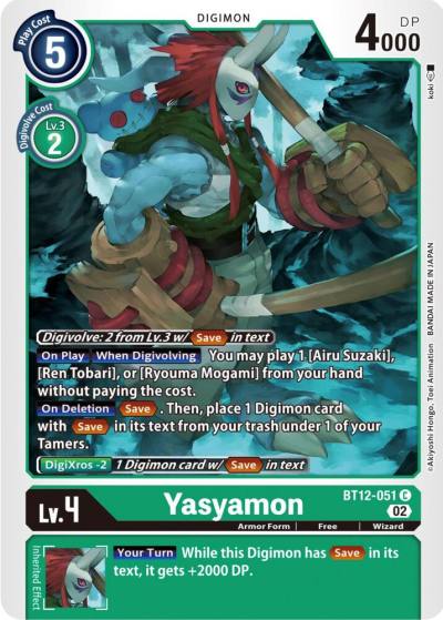 Yasyamon BT12-051 C Across Time Digimon card