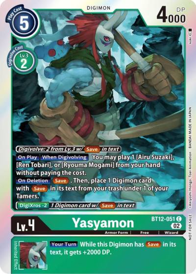 Yasyamon Box Topper BT12-051 C Across Time Digimon card