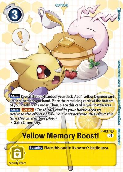 Yellow Memory Boost Next Adventure Box Promotion Pack P-037 SR Digimon Promotion Cards Digimon card