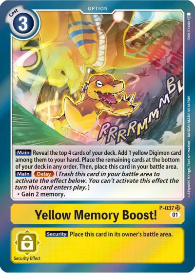 Yellow Memory Boost P-037 SR Digimon Promotion Cards Digimon card