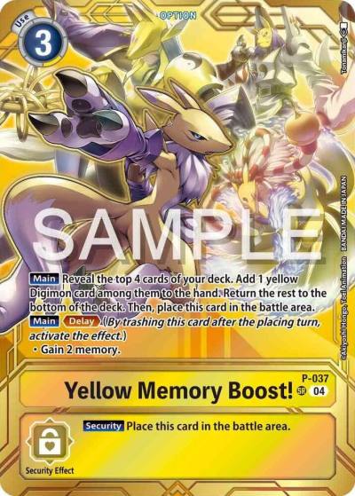 Yellow Memory Boost Premium Card Collection Memory Boost Set P-037 P Digimon Promotion Cards Digimon card