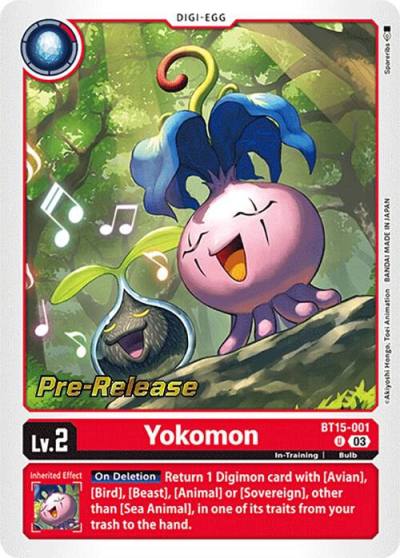 Yokomon BT15-001 U Exceed Apocalypse Pre-Release Cards Digimon card