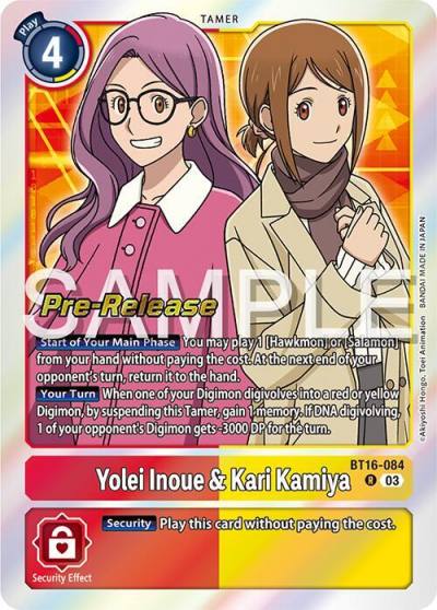 Yolei Inoue and Kari Kamiya BT16-084 R Beginning Observer Pre-Release Cards Digimon card